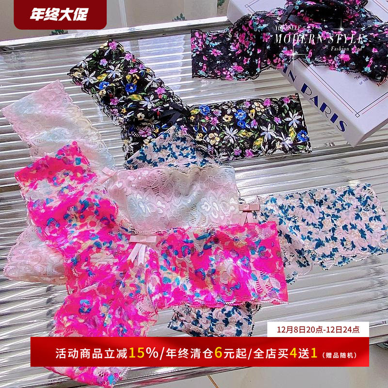 糖果party~欧美风性感内裤女纯棉裆碎花蕾丝女生微丁三角裤半包臀
