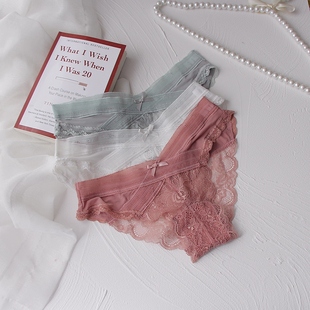 女夏季 三角裤 薄款 低腰火辣女式 透视镂空性感无痕少女底裤 蕾丝内裤