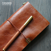 探伟A6随身TN旅行手账本油蜡疯马纹标准绑绳款 手帐本头层皮黄牛皮迷你可爱本创意小记事本复古口袋本可定制