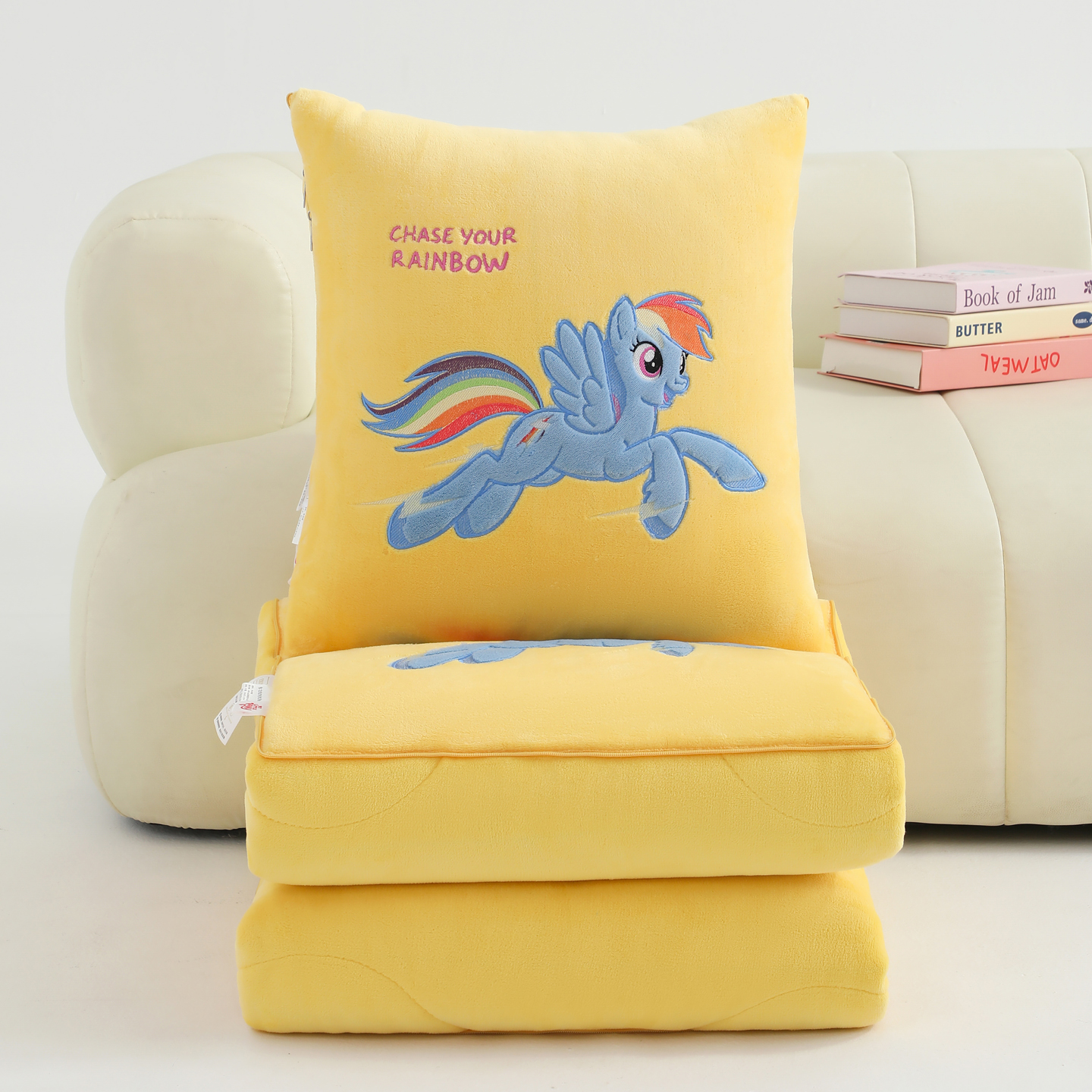 小马宝莉牛奶绒抱枕被子两用冬季加厚车载用办公室午睡毯子二合一