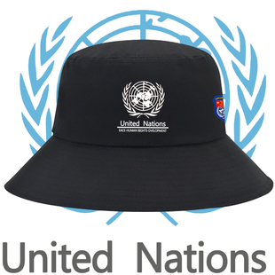 联合国维和部周边队印花渔夫帽男女青少年学生户外遮阳出游盆帽子