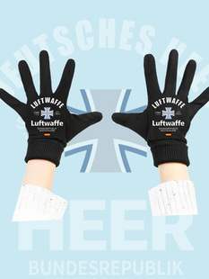 德国陆军空军德意志联邦武装 飞行员军迷印花保暖骑行分指触屏手套