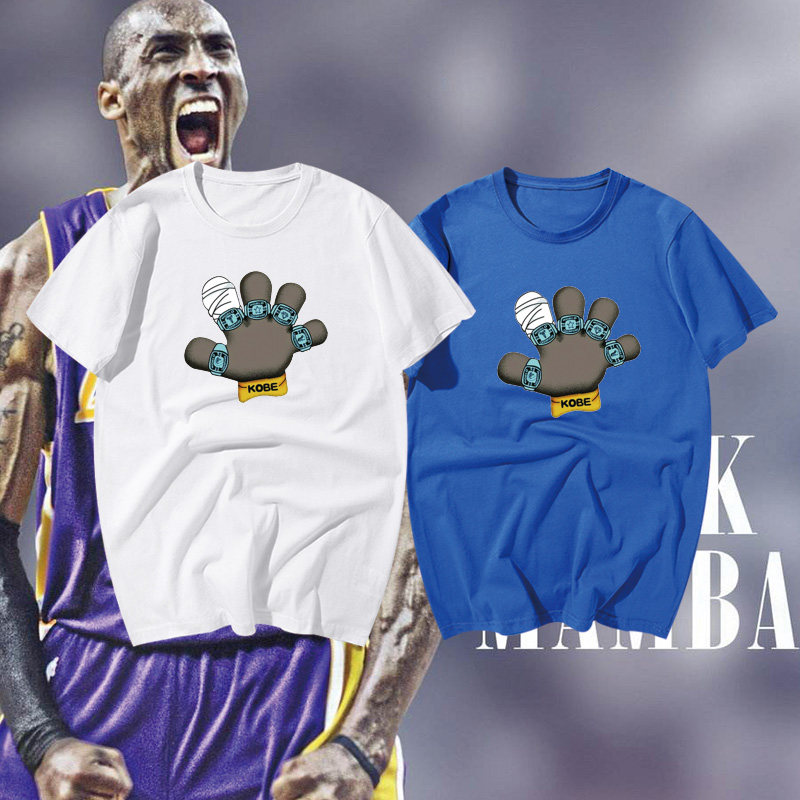 湖人队kobe科比总冠军纪念戒指篮球运动宽松训练时尚纯棉短袖t桖