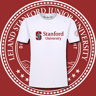 美国名校斯坦福大学印花短袖男女青少年纯棉宽松休闲半袖上衣T恤