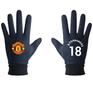 红魔C罗博格巴B费桑乔瓦拉内足球迷秋冬男加绒骑行保暖防寒手套