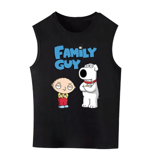 恶搞之家周边饺子布莱恩卡通印花男女背心宽松纯棉圆领无袖上衣夏