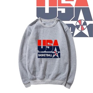 美国梦之队杜兰特同款印花男女篮球复古休闲宽松圆领卫衣套头上衣