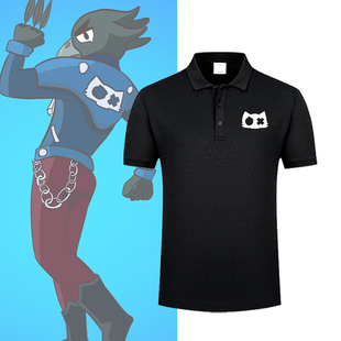 荒野乱斗黑鸦游戏联名周边同款cos印花POLO衫男女夏季翻领短袖潮