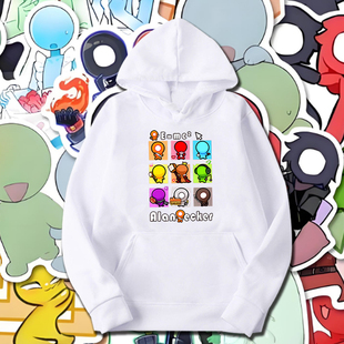 动画火柴人Alan Becker红火柴人周边印花连帽卫衣男女宽松上衣服