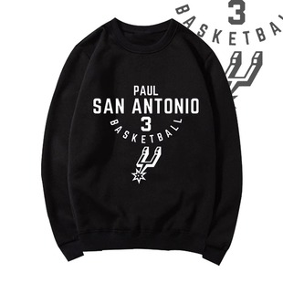 保罗3号马刺队篮球训练服秋冬男女同款运动潮流休闲保暖圆领卫衣