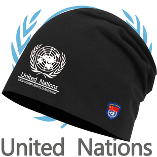 联合国维和部周边队印花包头帽男女青少年学生运动骑行防风堆堆帽