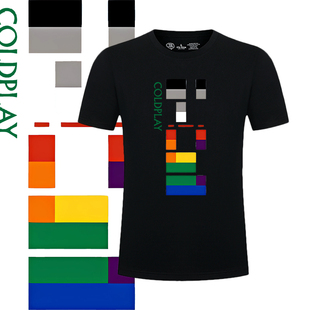 酷玩乐队Coldplay专辑2025演唱会周边印花短袖男女纯棉宽松上衣T