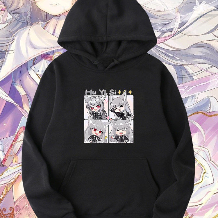 魔法少女狐伊丝奇喵君印花连帽卫衣二次元男女青少年秋冬保暖上衣