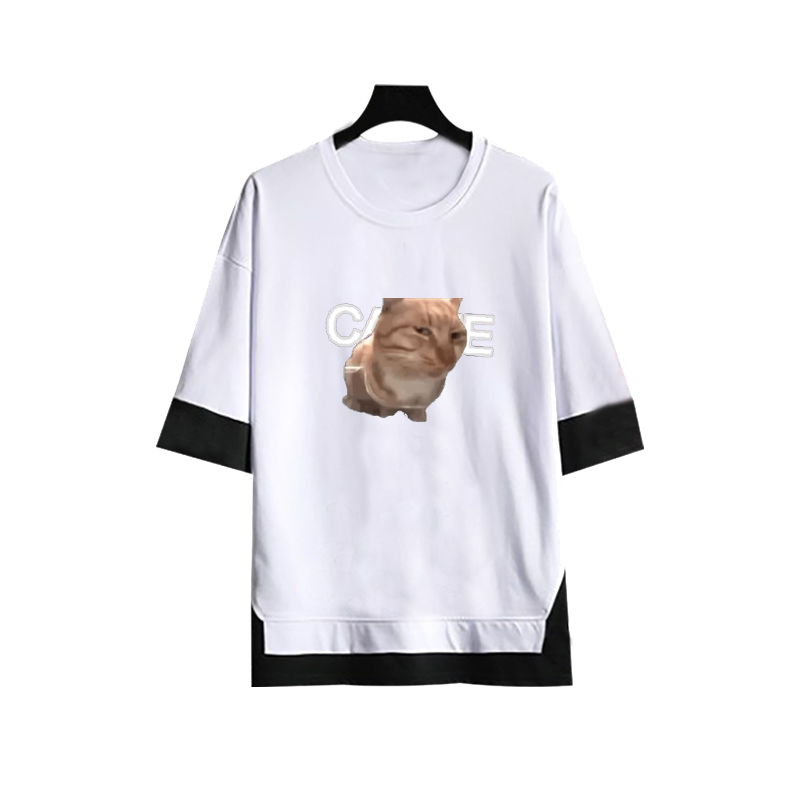 新鲜哥猫meme五分袖假两件