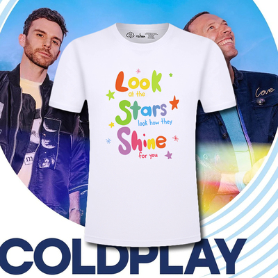 ColdPlay酷玩乐队Yellow摇滚演唱会周边印花短袖男女纯棉宽松T恤