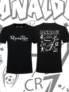 罗纳尔多C罗CR7涂鸦复古印花短袖 t恤宽松休闲足球运动球星纪念款