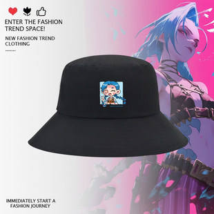 英雄LOL联盟金克斯阿卡丽刀妹周边联名印花渔夫帽男女遮阳盆帽子