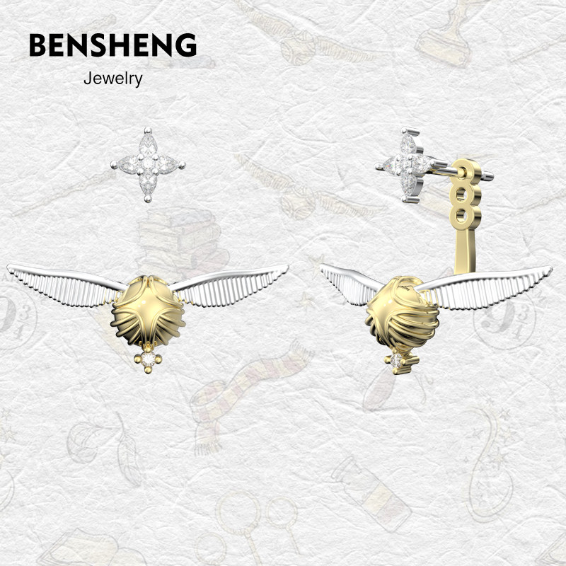 BENSHENG金色飞贼耳钉女耳环翅膀法式简约轻奢小众魔法饰品耳饰,饰品/流行首饰/时尚饰品新,耳钉,淘宝优惠券,粉丝福利购,淘宝优惠卷
