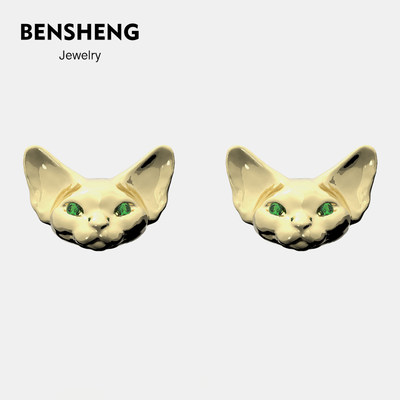 BENSHENG德文猫耳钉小众设计