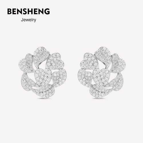 BENSHENG繁花耳钉女法式小众设计