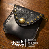 RRL风格 复古新品 阿美咔叽美式 手工植鞣牛皮简约便携零钱包卡包