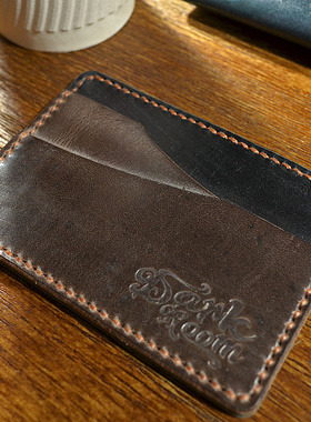 包邮阿美咔叽美式复古手缝植鞣牛皮简约便携零钱包卡包