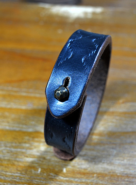 vintage美式工装复古RRL风格阿美咔叽印第安养牛配饰牛皮手环