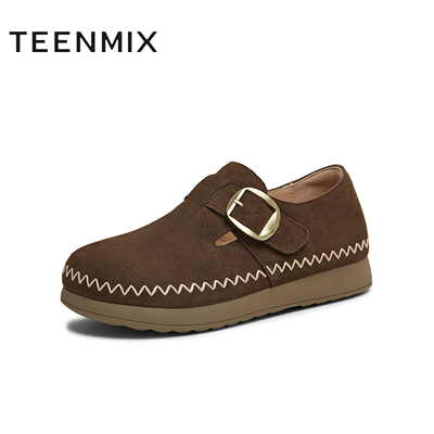 天美意秋新款休闲百搭纯色复古外穿半拖女勃肯鞋KK075CM5