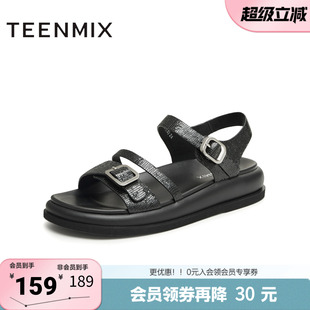 时尚 天美意夏季 新款 商场同款 CKW03BL4 百搭简约通勤女休闲凉鞋