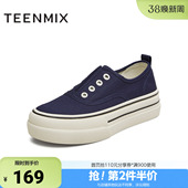 女帆布鞋 休闲鞋 KJ010CM5 厚底一脚蹬时尚 天美意春新款