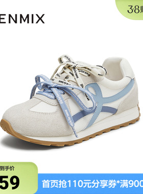 天美意春新款德训休闲复古百搭网面双鞋带女阿甘鞋KG105CM5