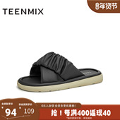 褶皱交叉条带外穿舒适女拖鞋 天美意2023夏新款 商场同款 BG311BT3