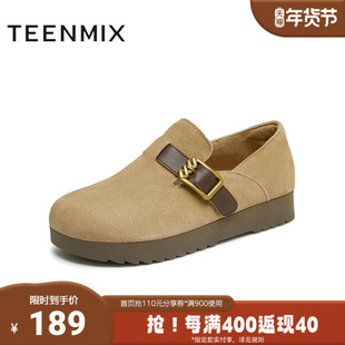 天美意秋新款复古休闲百搭两穿半拖鞋舒适女勃肯鞋KK009CM4