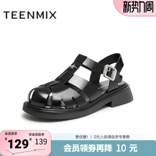 舒适平底休闲女凉鞋 天美意夏季 罗马鞋 商场同款 CNM30BH4 新款