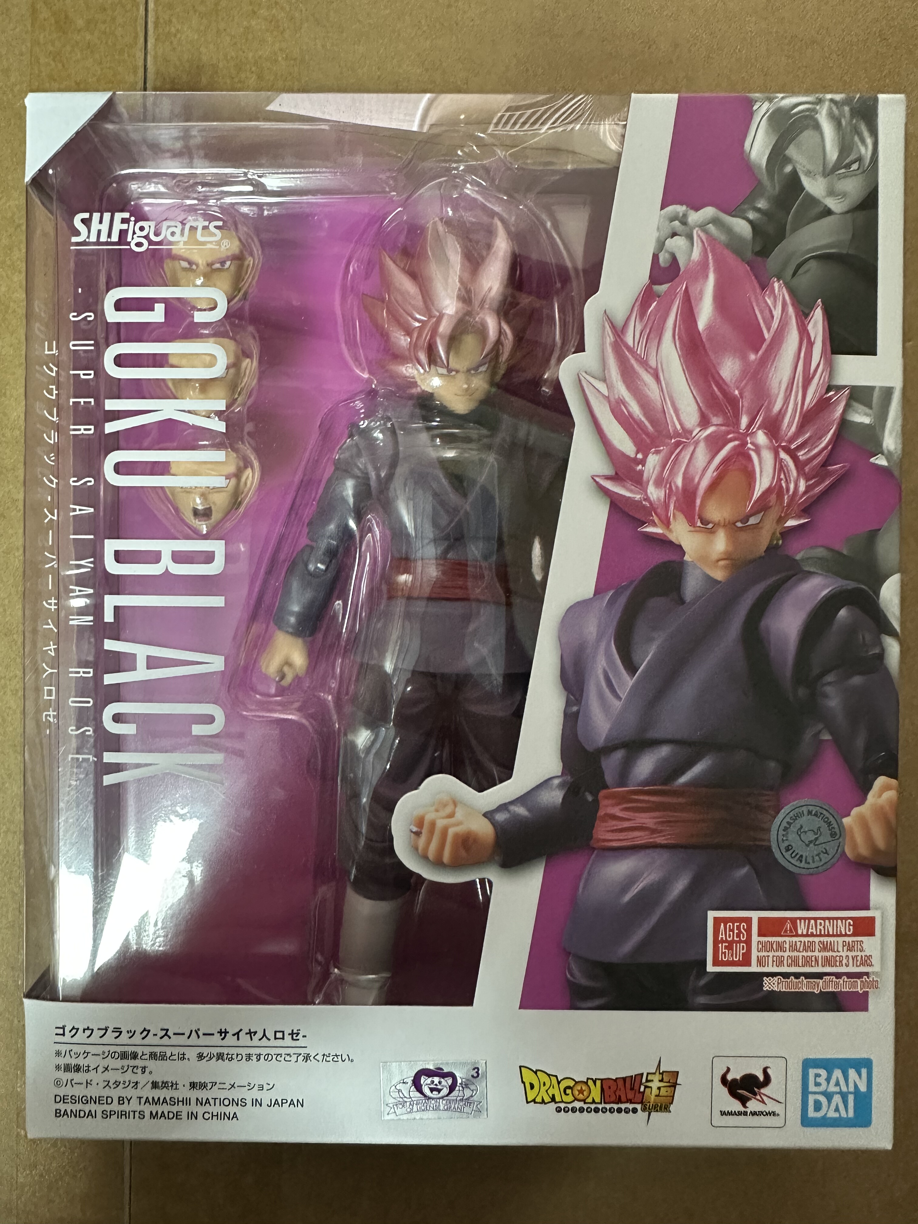 全新现货 万代 SHF 龙珠超 再版 黑悟空 超级赛亚人桃红 可动
