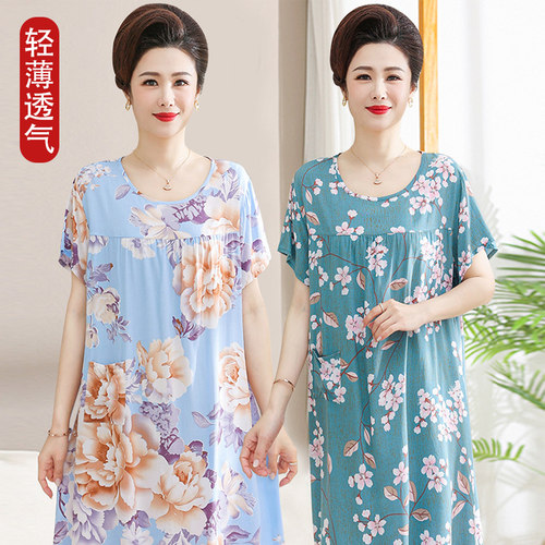妈妈棉绸睡裙女夏季薄款
