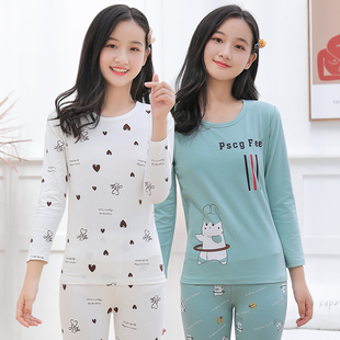 2020新款 纯棉学生大童保暖内衣初中生女孩棉毛衫 套装 少女秋衣秋裤