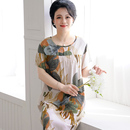 宽松纯绵绸连衣裙薄款 中老年棉绸睡裙女夏天妈妈人造棉家居服短袖