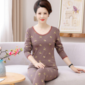 保暖内衣春秋款 中年妈妈秋衣秋裤 薄款 女纯棉老年人打底棉毛衫 套装