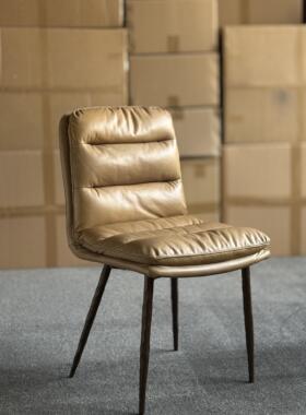 Classic Reborn北欧复古餐椅轻奢意式双层软包椅高级靠背化妆椅子