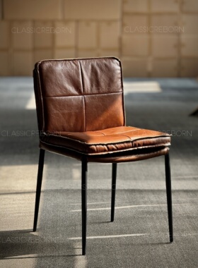 意式极简高级可旋转真皮家用餐厅餐椅设计师椅子卧室办公靠背椅子