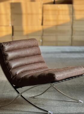 Classic Reborn油蜡皮软包中古风意式极简休闲现代客厅巴塞罗那椅