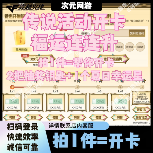 CF穿越火线夏日幸运星点券传说活动福运连连升开卡传说圣耀炽阳