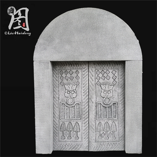 定制泡沫仿真道具石头石磨石门石古墓道具门舞台演出迷宫装饰道具