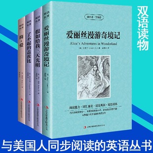 正版全4册中英文双语名著阅读简爱假如给我三天光明了不起的盖茨比爱丽丝梦游仙境 轻松英语名作欣赏双语读物小说英语文章阅读书籍
