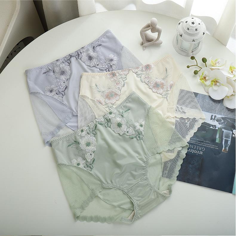 桑蚕丝裆性感刺绣蕾丝透气网纱