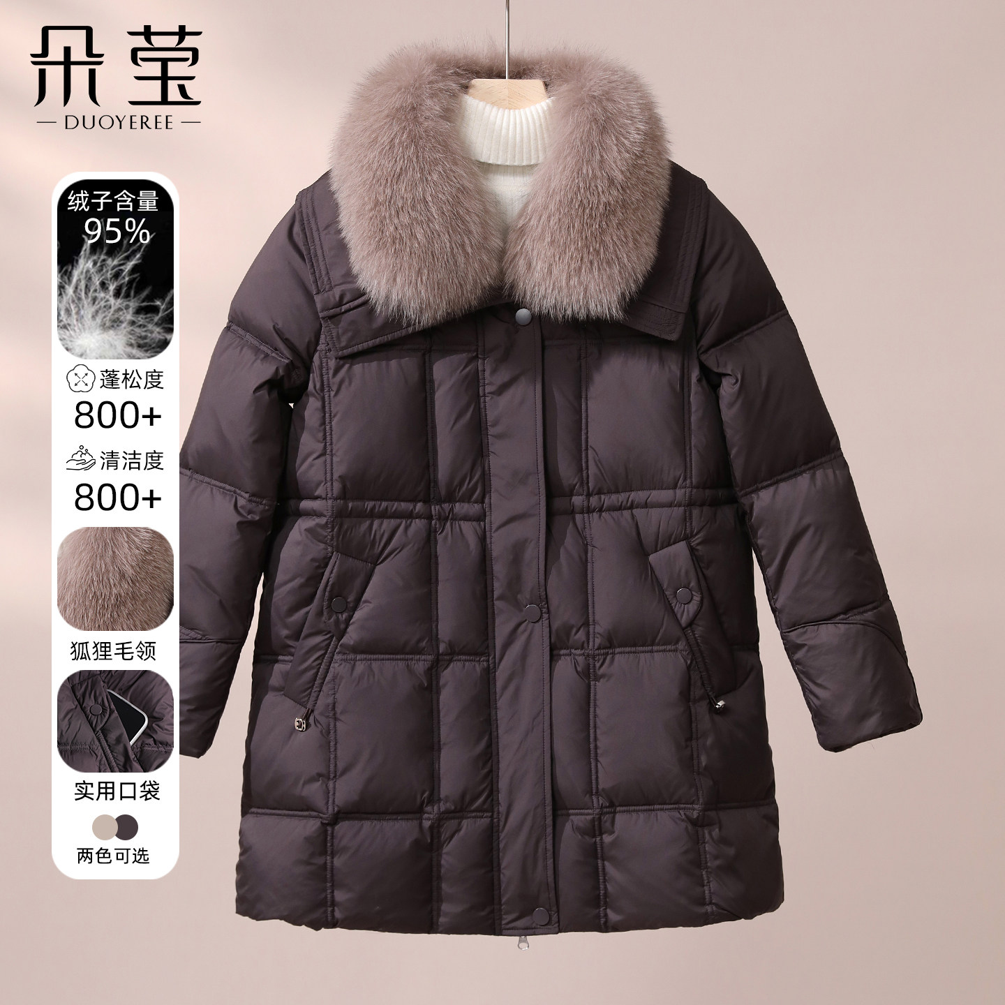 95鸭绒妈妈冬装高贵羽绒服2025新款中老年女装中长款加厚保暖外套