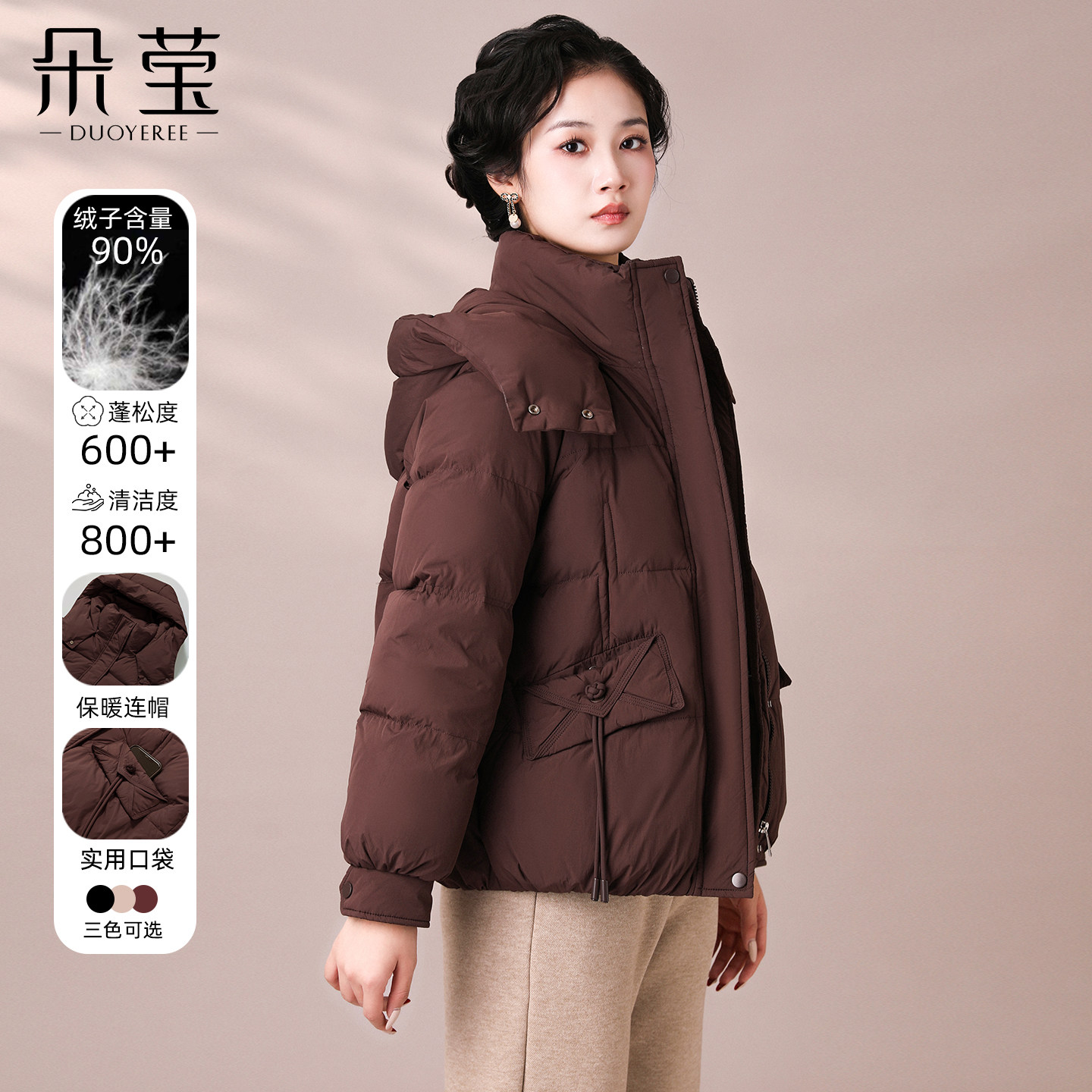 新款妈妈冬装时尚连帽羽绒服外套