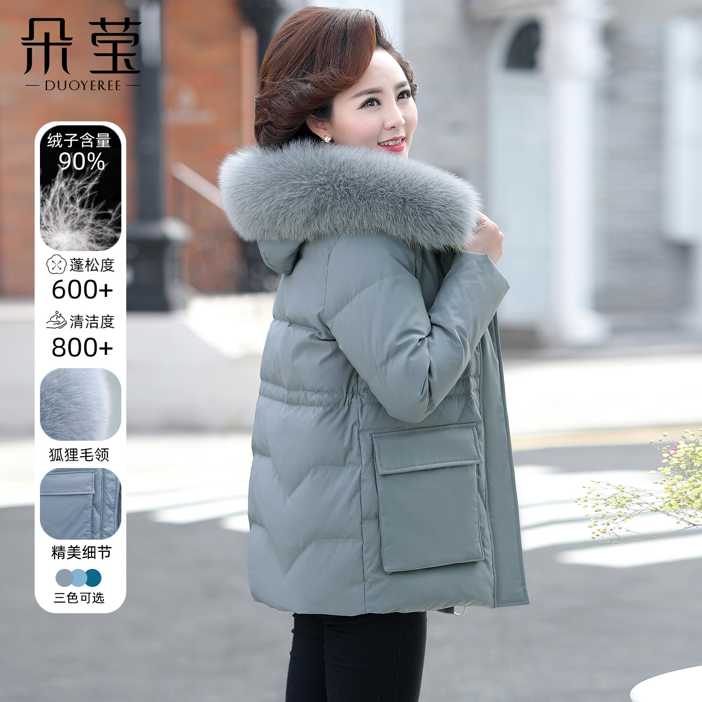 中老年妈妈大狐狸毛领羽绒服2025冬季新款中年女装中长款加厚外套