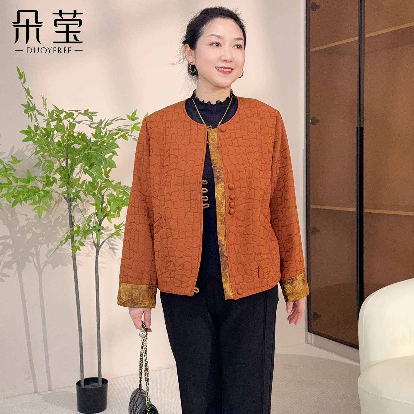 朵莹妈妈春装新中式短款外套上衣图片